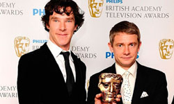 Benedict Cumberbatch and Martin Freeman at the BAFTAs, Photo by Ian West/PA