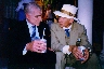 Boris Karloff and James Whale enjoy refreshements on the set.