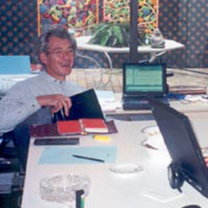Ian McKellen and Keith Stern working on Magnetos Lair in Ians kitchen, Toronto