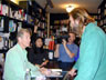 A surprised Magneto (Ian McKellen) meets Sabretooth (Tyler Mane) at Book Soup, West Hollywood, 19 January 2002