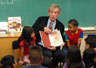 Ian McKellen reads The True Story of the Three Little Pigs to kids at Hobart School, Los Angeles