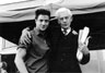 Brendan Fraser (Clay) and Ian McKellen (Whale) on the set.