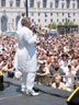 Addressing the crowd from the main stage, SF Pride