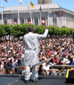 Addressing the crowd from the main stage, SF Pride