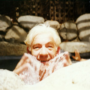 In the spa, Hillcrest Dr, Hollywood, with unidentified hand in background