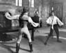 The Pimpernel (Anthony Andrews) on his way to defeating Chauvelin (Ian McKellen) with foils (action director Peter Diamond.)