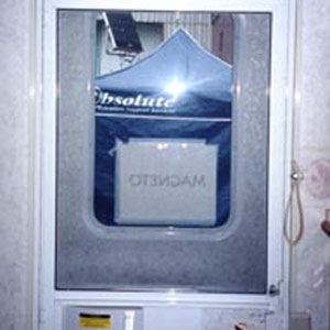 View from inside dressing room trailer, Toronto