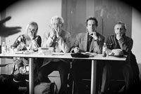 Carol Harvey (Natasha Flood), Ian  McKellen (Murray), Jonathan Hyde (Jerry Heidsick), Sylvester McCoy (Felix Simple), pilot for THE ACADEMY