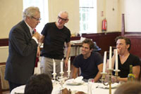 Ian McKellen, director Sean Mathias, Michael Stevenson and Michael Thomson in The Syndicate (Rehearsal)