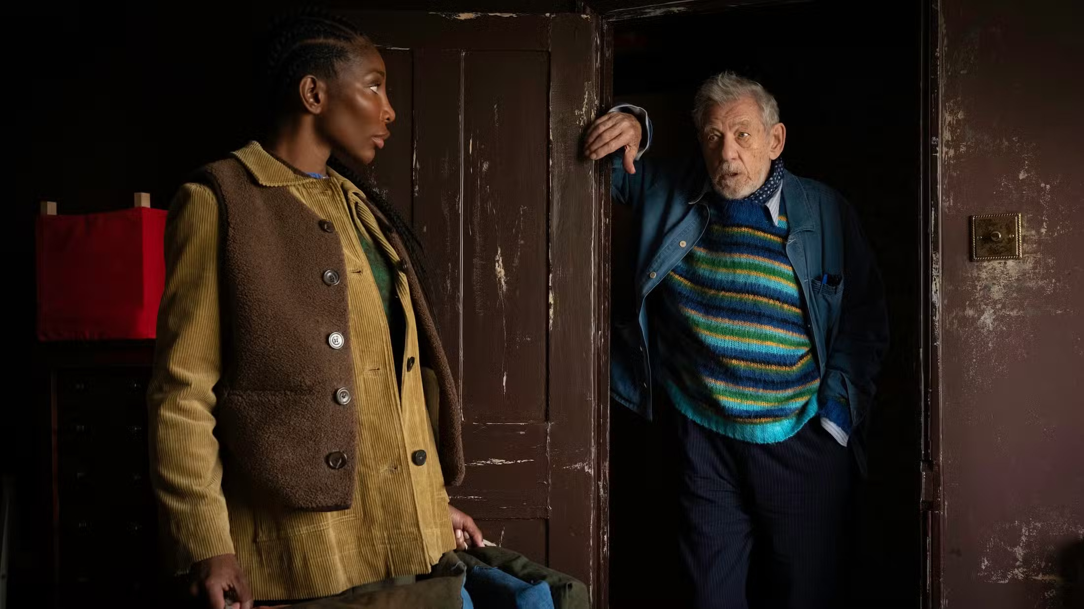 Michaela Coel and Ian McKellen in The Christophers