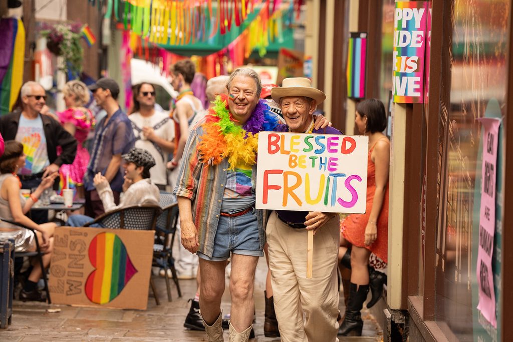 Roger Allam (Frank) and Ian McKellen (Percy) attend London Pride