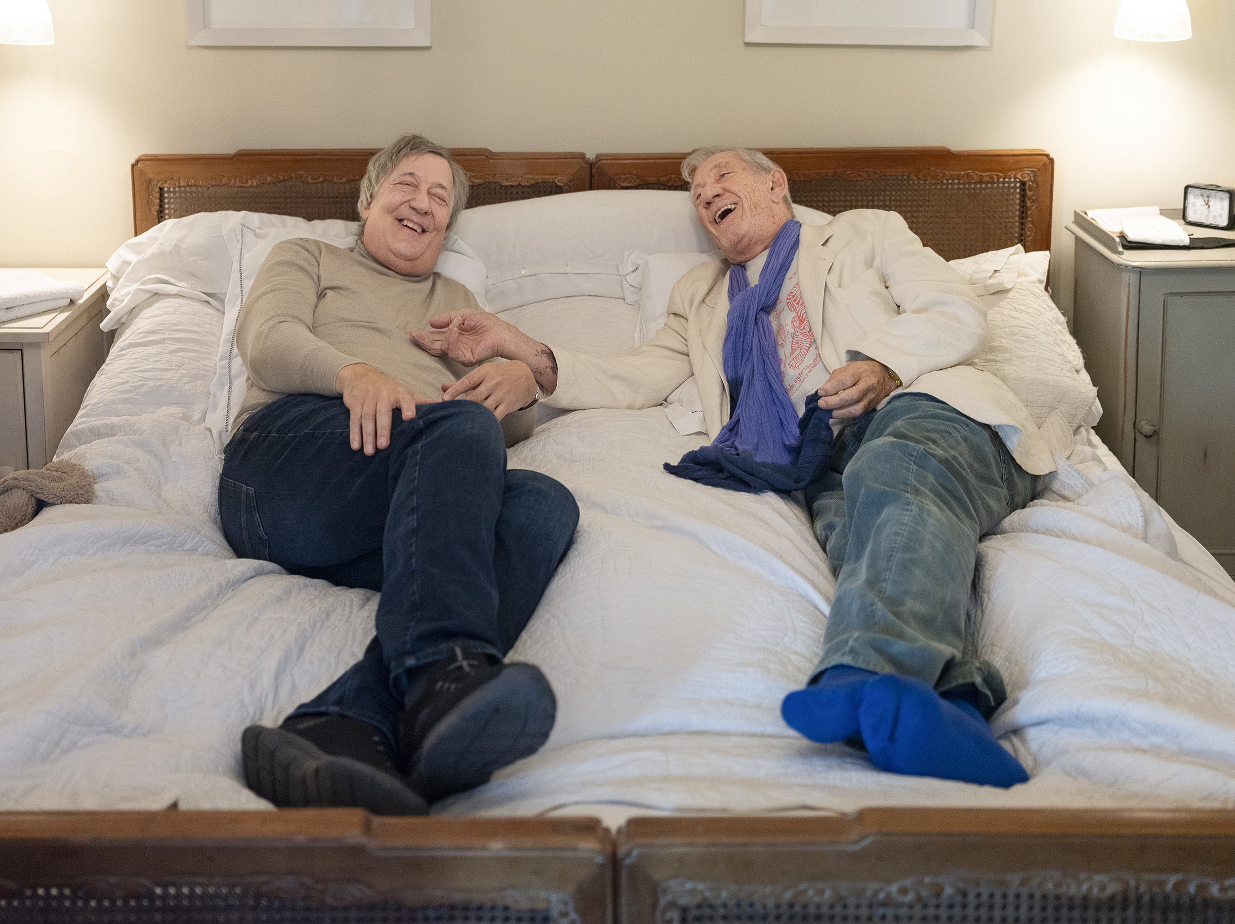 Stephen Fry & Ian McKellen filming "Frank & Percy"