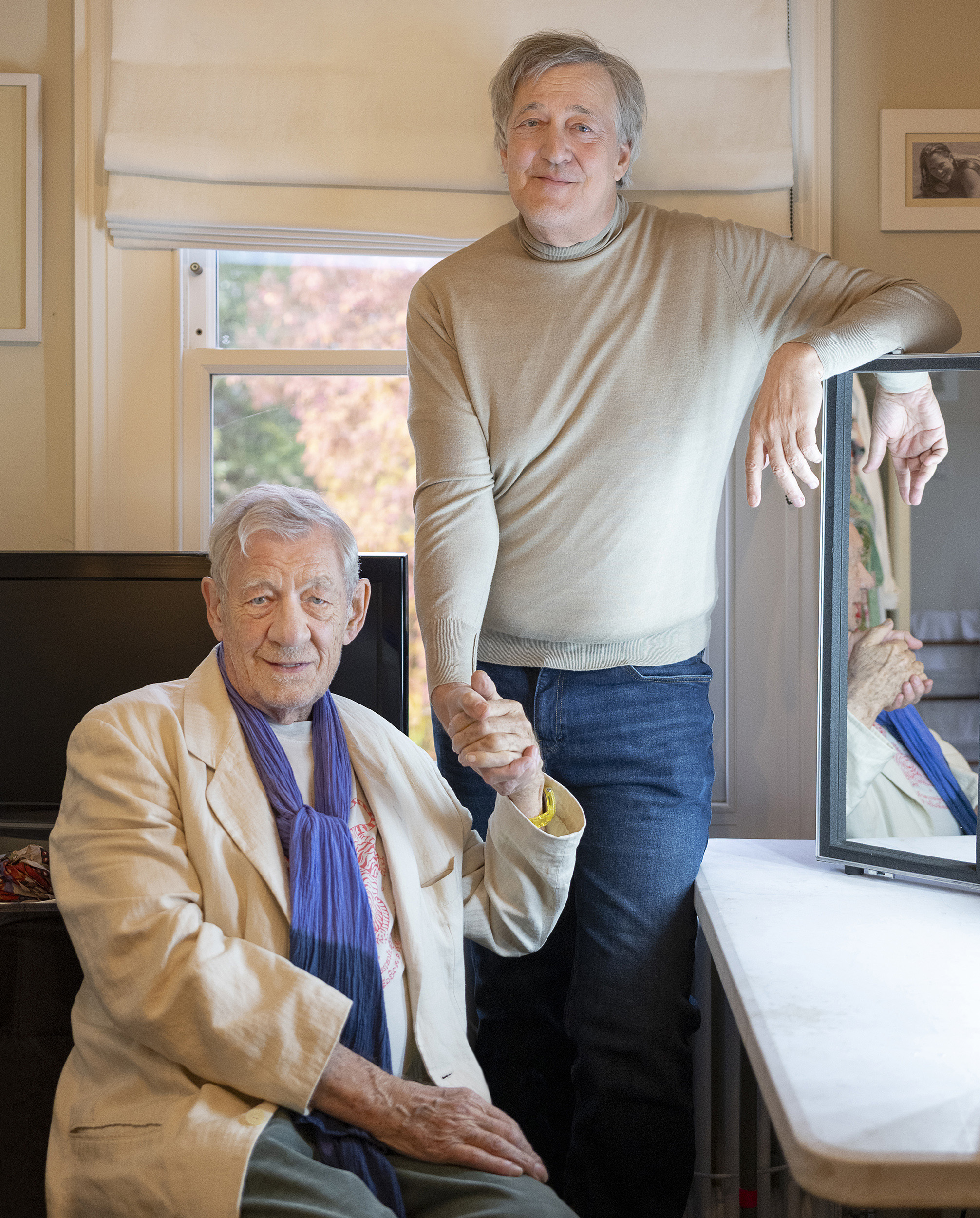Stephen Fry & Ian McKellen filming "Frank & Percy"