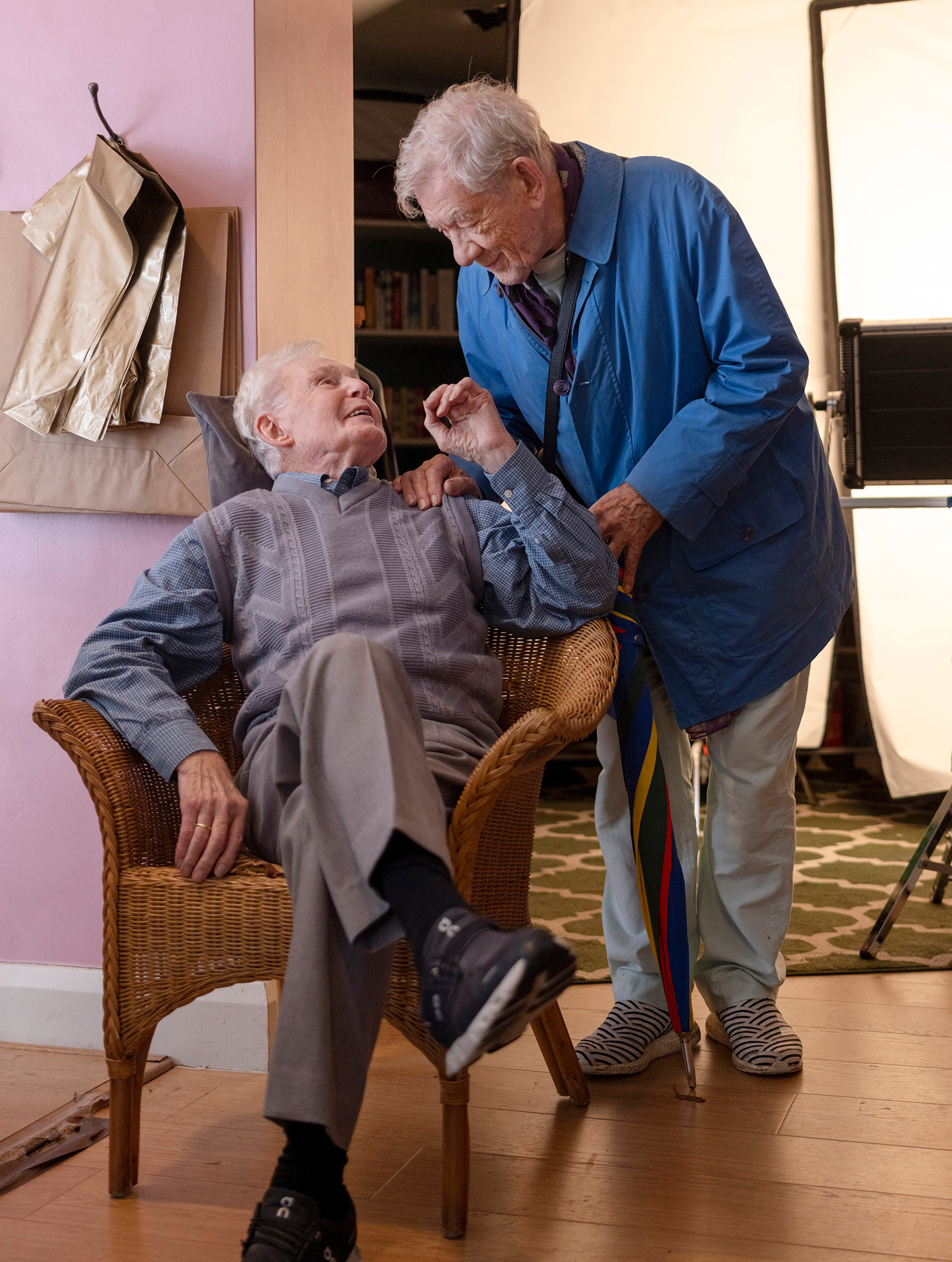 Derek Jacobi and Ian McKellen filming "Frank and Percy"