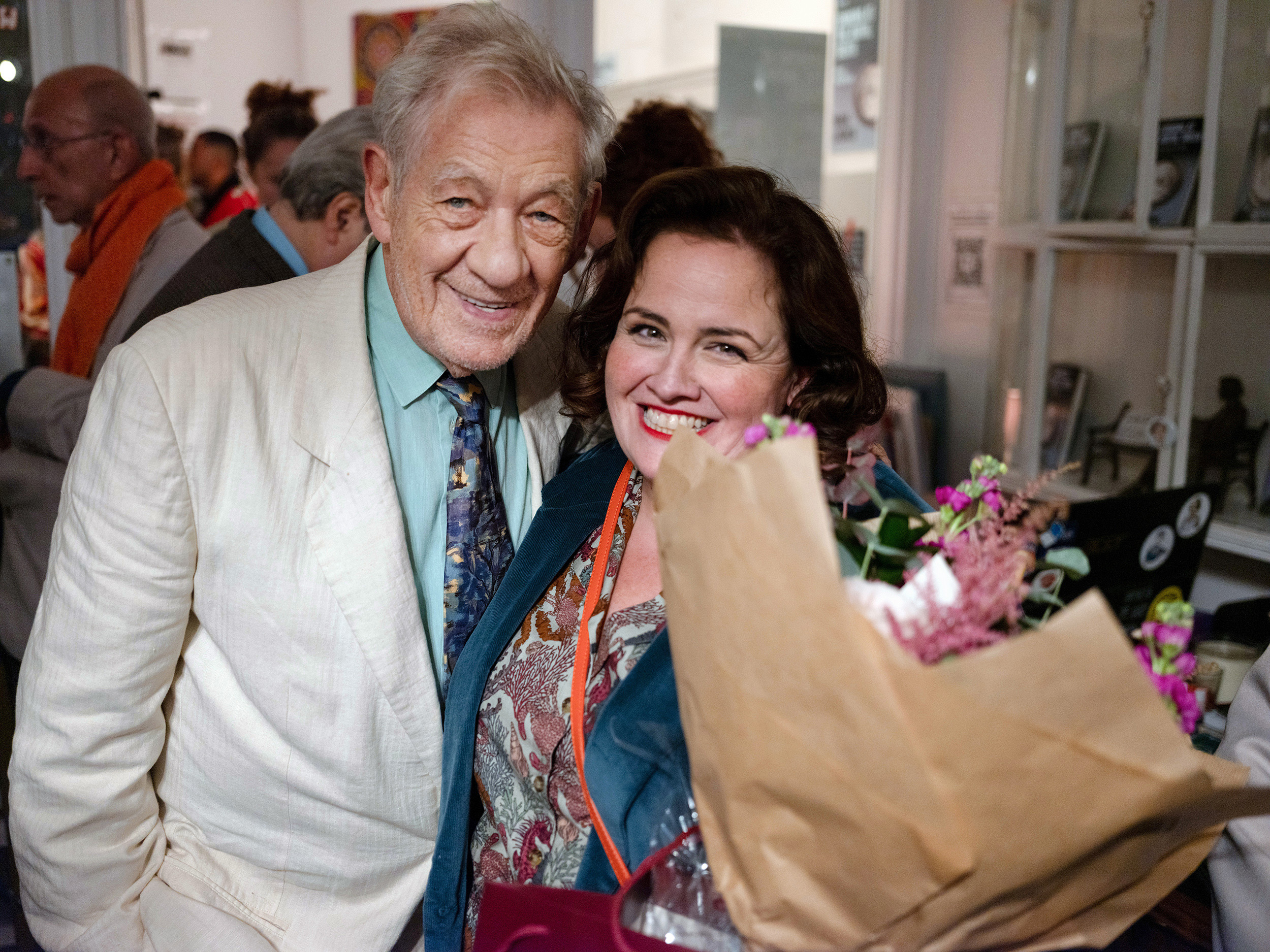 Ian McKellen and Jessica Gunning filming "Frank and Percy"
